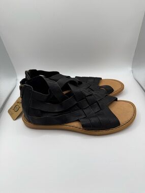 Born Iwa Woven Black Leather Gladiator Style Sandals Women’s Size 8 NWT Comfy